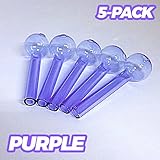 Pyrex Glass Oil Burner by PyrexPlus - 5-Pack - Purple Color - 4 Inch Length - 2mm Thick - Fast Free USA Shipping