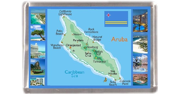Aruba Mapa regalo de recuerdo imán para nevera : Amazon.es ...