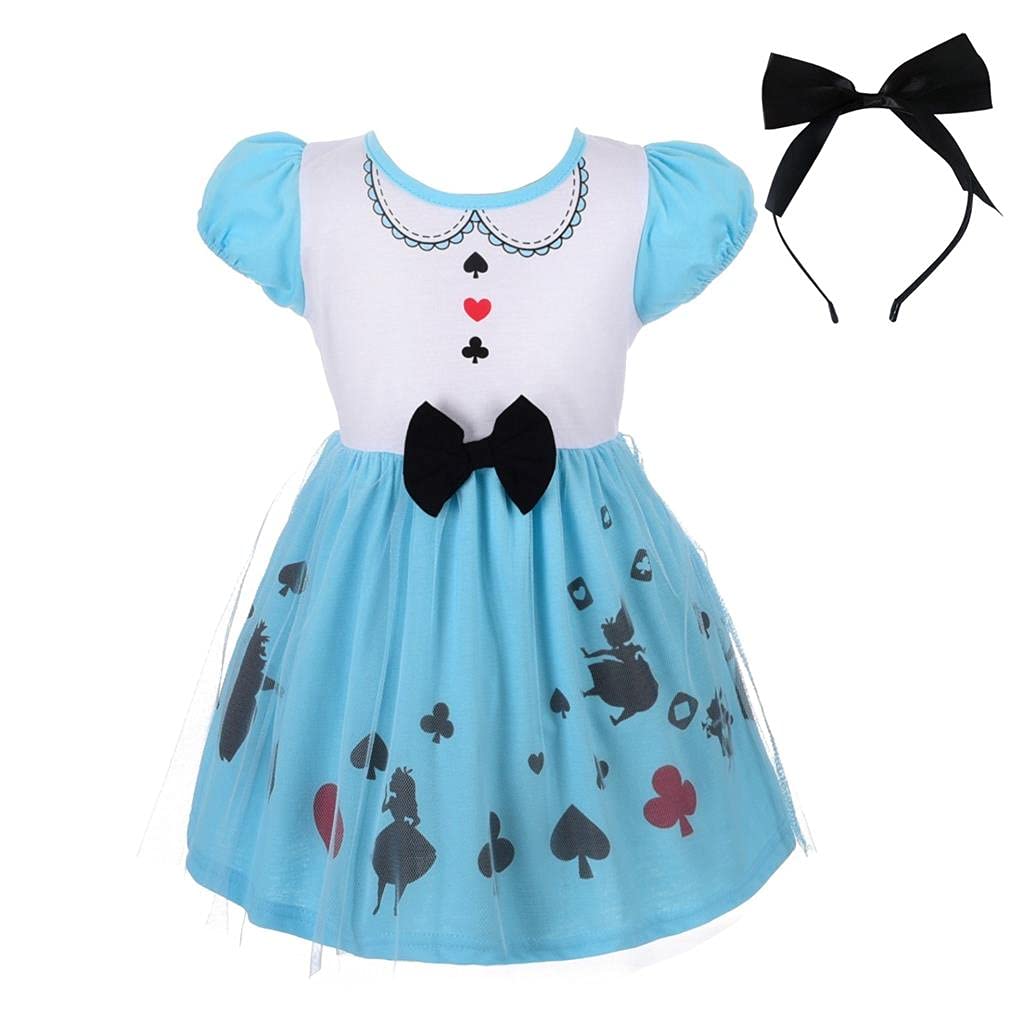 Lito Angels Alice in Wonderland Princess Fancy Dress Up Costume for Kids Girls with Bow Hair Hoop Age 2-3 Years โ image 1