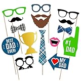 Fathers Day Photo Booth Props | Fathers Day Party Decorations | Dad Birthday Party Supplies | Best Dad Ever Sign Decor, 15pcs