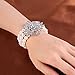 EleQueen Women's Silver-tone Simulated Pearl Crystal Victorian Style Flower Ivory Color Bridal Strand Stretch Bracelet
