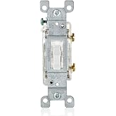 Leviton 15-Amp Toggle LED Illuminated Single-Pole Switch, L1461-2W, White