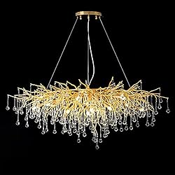 YIOSI Modern Crystal Rectangular Chandelier, Gold
