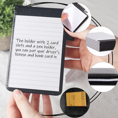Koogel 11PCS Mini Pocket Notepad Holder Set, Pocket Notepad Flip Notepad with Pen Leather Pocket Notebook for Office School Business Travel Meetings