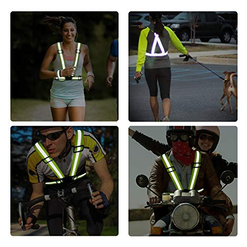 Reflective Vest, 2 Pack Safety Reflective Running Vests with 4 Safety Reflector Band Tape, Adjustable Reflective Safety Vests for Night Running Walking Cycling Motorcycle Jogging Working