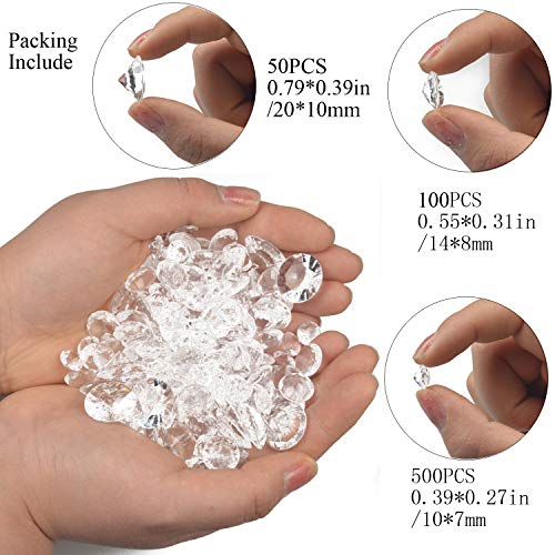 Meching Clear Acrylic Diamonds Crystals (650 PCS) Round Diamond Crystals Treasure Gems for Table Scatters, Vase Fillers, Event, Wedding, Birthday Decoration Favor, Arts & Crafts 10/14/20mm(Multi)