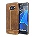 Pierre Cardin Galaxy S7 Edge Case, Premium Genuine Leather Lightweight Slim Snap On Hard Back Cover For Samsung Galaxy S7 Edge Brown