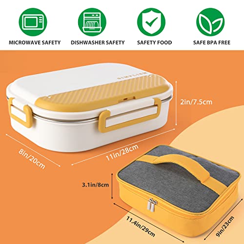 Bento Box Adult Lunch Box, 1400ML 4 Compartment Stainless Steel Bento Lunch Box Lunch Box