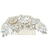 EVER FAITH Women's Austrian Crystal 5 Inch Bridal Flower Bouquet Hair Side Comb Clear