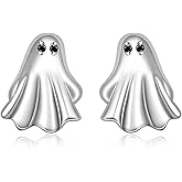 Ghost Earrings Halloween Boo Ghost Stud 925 Sterling Silver Earrings Halloween Gifts for Women Gothic Spooky Jewelry