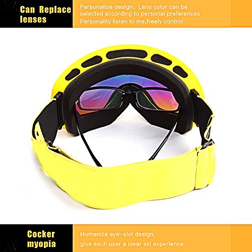 Loyalfire Ski Goggles, Polarized Snow Goggles with Double Layers UV Protection Anti-Fog Myopia Frame Ski Mask Glasses Skiing Men Women Kids Snow Snowboard Goggle