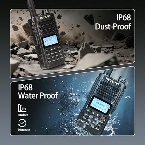 Retevis RA89 Amateur Radio, Dual Band Radio, Support Chirp Amateur Radio, IP68, COMP, 1750hz, DTMF, VFO, Long Range, 2500mAh Battery, Type-C Handheld Radio for Hunting, Emergency Rescue (Pack of 2)