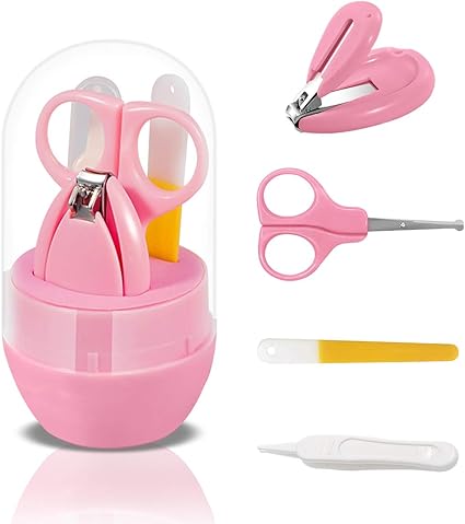 Sonarin Transparent Kit Coupe Ongles Bebe Kit De Toilettage Pour Bebe 4 En 1 Avec Coupe Ongles Ciseaux Lime A Ongles Et Pince A Epiler Kit Soins Des Ongles Bebes Et Jeunes Enfants Rose Amazon Fr Bebes Puericulture