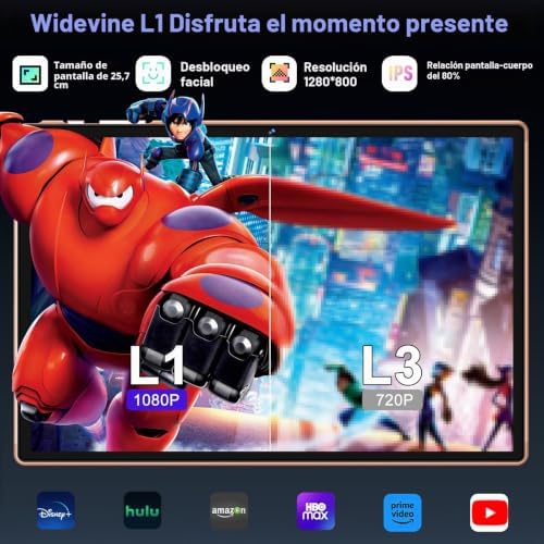 2026 Tablet 10 Pulgadas Android AI, Octa-Core 2.0GHz, 22GB(6GB+16GB)+128GB/TF 1TB, 8000mAh Batería, Widevine L1, GPS, 5G WiFi, Bluetooth5.0, Tablet con Funda, Teclado y Ratón - Dorado