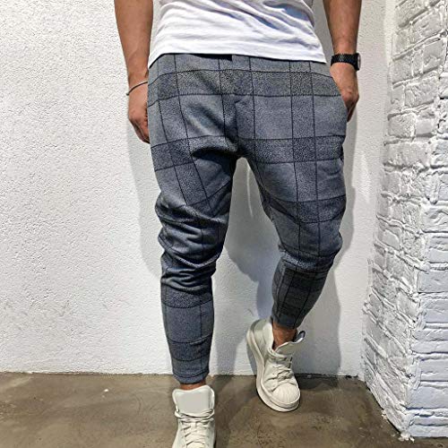 Allywit Men's Slim Gym Bodybuilding Pants Fashion Spliced Workout Running Jogger Sweatpants Gray
