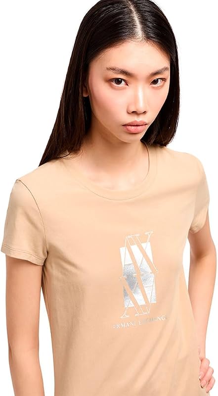 Maglietta da Donna Arte Sella, Foil Monogram Logo, Legno/Grano, XL