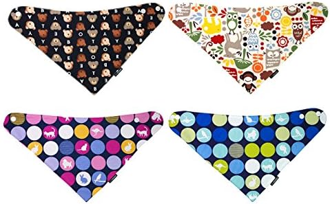 Personalized Baby Bandana Drool Bibs for Toddler Kids Boys Girls Cotton 4 Pack (Scarf)