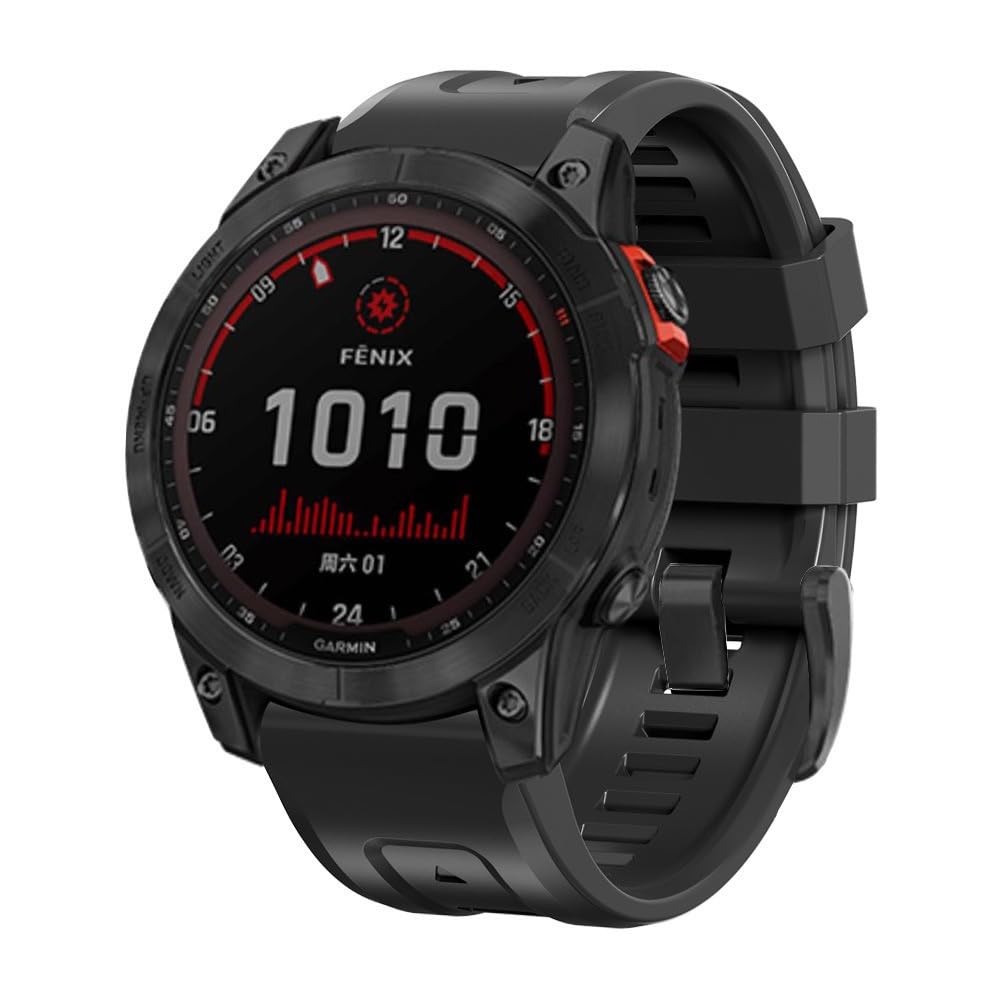Koelaa 22mm Silicone Strap Compatible with Garmin Descent G2/Descent G1/Fēnix 8 Pro/8/E 47mm/Tactix 8 47mm/Fenix7/Solar/6/5, Soft Silicone Sport Breathable Replacement for Women Men - Black