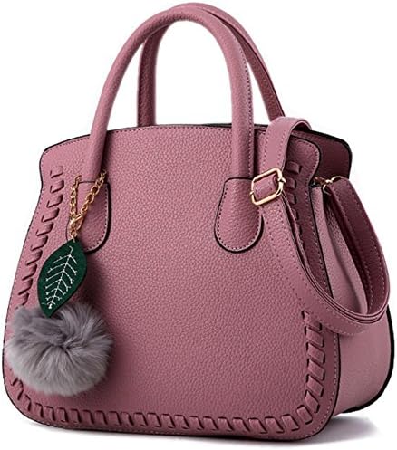 MSXUAN Fashion Leather PU Handbags Classic Shoulder Bag For Women (L004-DarkPink)
