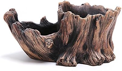 Vintage Gardening Pots,Neaer Creative Imitation Wood Concrete Cactus Succulent Planter Flower Irregular Pot For Garden Home Decoration