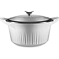 CorningWare QuickHeat 5.5-QT Cast Aluminum Dutch Oven With Lid & Non-Stick Ceramic Interior, Lightweight and Fast Even Heat Baking & Cooking, For Meats, Soup, Browning, Searing, French White