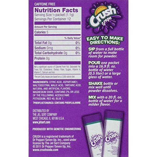 Crush Singles To Go Powder Packets, Water Drink Mix, Grape, Non