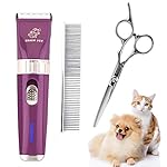 Pet Grooming Clippers Dog Clippers Cat Shaver, 2 Speed Professional Electric Clippers Cordless Rechargeable, Dog Hair Cutter for Thick Coats Long Haired Dog Cat, Quiet Animal Clippers and Trimmer