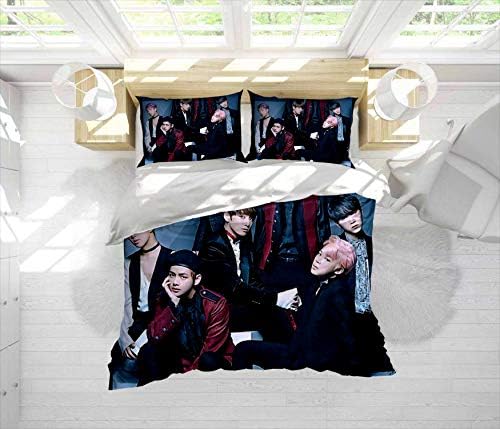 Fonkane BTS- GroupModern 3-Piece Bedding Duvet Cover Set Ultra Soft Easy Care Hypoallergenic Microfiber with Zipper Machine Washable - Twin/XL