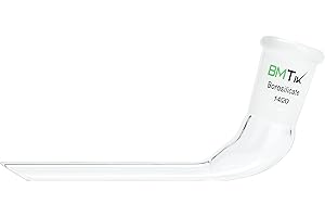 BMTick Glass 105 Degree Angle Distillation Adapter, Borosilicate Glass Distillation Bent Adapter with Outer Joint and 100mm Tapered Drip Tube (14/20 Joint)