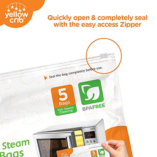 image for Yellow Crib Microwave Steam Sterilizer Bag (5 Pcs) - 100% Safe & Easy 