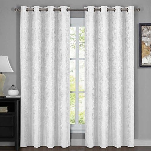 Luxury BALI Modern Upscaled Wallpaper Abstrak Pattern 100% Blackout Curtains (Set of Two) - WHITE - 54 x 96 Inch