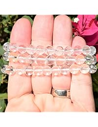 Pulsera de cuentas de cristal de cuarzo transparente con amplificador de 7 pulgadas de ZENERGY GEMS CHARGED Premium [REIKI]