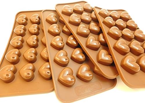 4 Heart Candy Molds, Silicone, Great for Wedding Mints, Chocolates, Valentine Candies, Ice Cubes, Gummies, Crayon melts, filled Candies and More