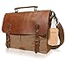 Lifewit Men Briefcase Leather Canvas Laptop Satchel Messenger Work Bag Fit up to 14-inch, Coffee