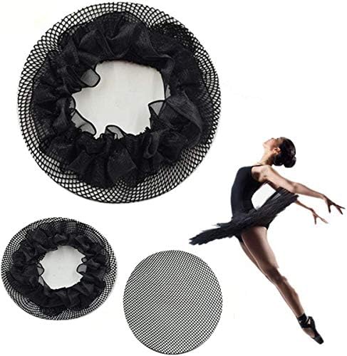 (Pack of 5) Women Ballet Dance Skating Bun Cover laciness Elastic Band Hair Nets for Dancer (5)
