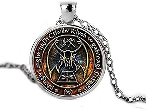 Litter Star Fashion Glass Dome Art Neckalce Glass Art Jewelry Cthulhu R'Lyeh Sigil Pendant Inspired By H.P. Lovecraft Necklace Glass Cabochon Necklace Birthday Anniversary Valentine'S Day Christmas'S Day Graduation Gift For Men For Women