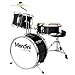 Mendini by Cecilio 13 inch 3-Piece Kids/Junior Drum Set with Throne, Cymbal, Pedal & Drumsticks, Metallic Black, MJDS-1-BK