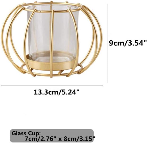Lovecat Set of 2 Hollow Gold Candle Holders, Metal Candlesticks, Geometric Candle Stands, Home Wedding Decor Candleholders, Tealight Candlesticks, Candlelight Dinner Candleholders (Round Stripe): Home & Kitchen