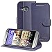 HTC One Remix / One mini 2 Case - GreatShield SHIFT LX Leather Wallet Stand Case Flip Folio Cover with Card Slots for HTC One Remix / One mini 2 (2014) (Blue)