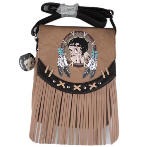 Betty Boop Indian ShoulderBag Fringes Messenger Bag for iPad and Tablets
