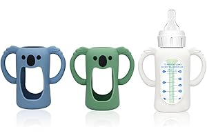 DOLREME 3 Pack Silicone Bottle Sleeves for Dr. Brown's Glass Baby Bottles, 4 oz, Anti-Slip Protective Covers with Handles, Baby Essentials(Bottles Not Included)