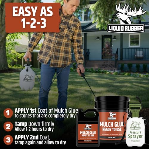 Liquid Rubber Pre-Mixed Mulch Glue - Long Lasting Bond for Landscaping and Gardens, Easy Application, Weatherproof and Durable Adhesive, 1 Gallon