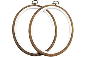 guofa 6.7'' Oval Embroidery Hoops- 2PCS 17x13CM Decorative Cross Stitch Hoops, Imitated Wood Resin Embroidery Frame Hoop for Art Craft Sewing