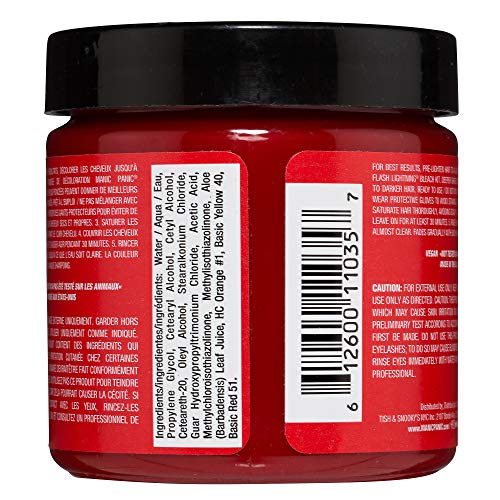 MANIC PANIC Classic Rock N Roll Red Semi Permanent Hair Color - Warm Medium Red Hair Dye for Women & Men That Lasts 4-6 Weeks - Vegan, Ammonia & Cruelty-Free - Create & Mix Custom Shades (4oz)