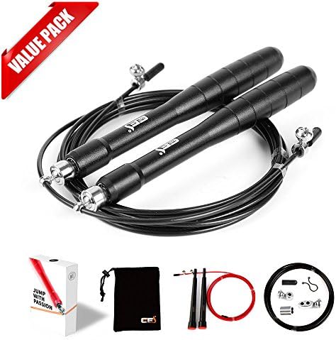 CRAZY FOXS [2 Pack Jump Rope Best for MMA Boxing Crossfit Workout Exclusive Ergonomic Aluminum Handle