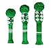 Scott Edward Kelly Green White Aryle Style Golf Headcovers, Set of 3, for Wood Clubs