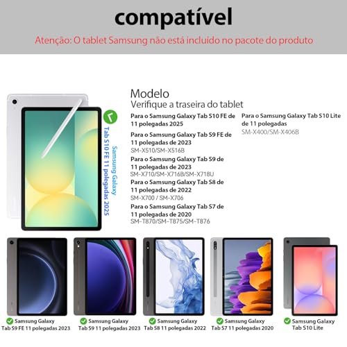 Capa com Teclado para Samsung Galaxy Tab S10 Lite/S10/S9 FE 10,9 Polegadas e S11/S9/S8/S7 11 Polegadas,Teclado Magnético Flutuante, Suporte Cantilever e Trackpad Multitoque Sem Fio (Branco)