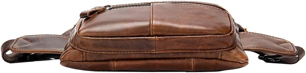 Xieben Vintage Leather Fanny Waist Pack Bum Bag for Men Women Travel Hiking Running Hip Belt Slim Pouch Cell Phone Purse Wallet Brown - Image 5