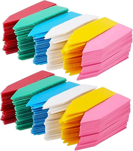 MOUYAT 1200 Pcs 10 x 2cm Plastic Labels, Colourful Garden Nursery Name Tags, Reusable Markers for Indoor Outdoor Plants, 6 Assorted Colours