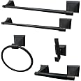 Set Accessori Bagno 5 Pezzi Kingston - Nichel Lucido, Portasciugamani 61 E 45 Cm, Anello, Gancio, Portacarta, Collezione Monarch - copertina
